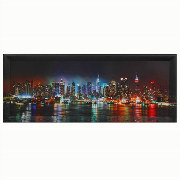 Репродукция с дорисовкой на раме "Разноцветный город" 50*140 см