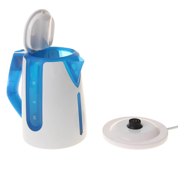 Чайник электрический LIRA LR 0103 blue, 2200 Вт, 1.7 л, белый-синий