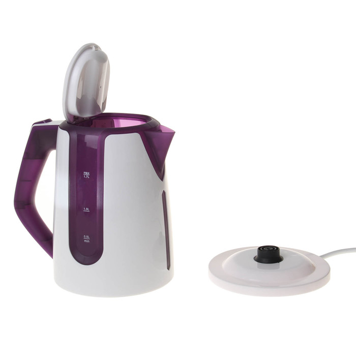 Чайник электрический LIRA LR 0103 purp, 2200 Вт, 1.7 л, белый-фиолетовый