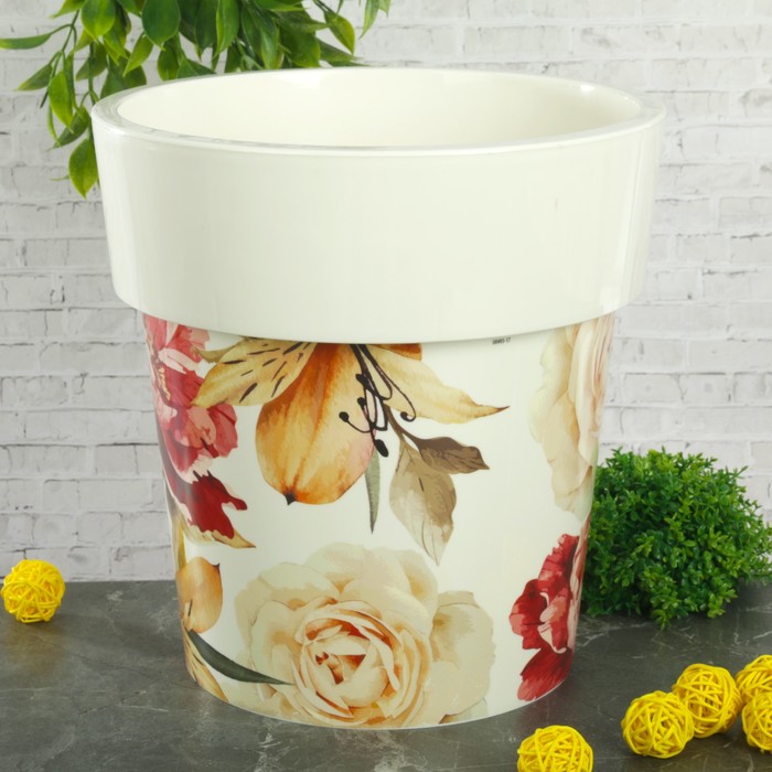 Кашпо 5 л "Тубус Деко. Цветы" d=25 см