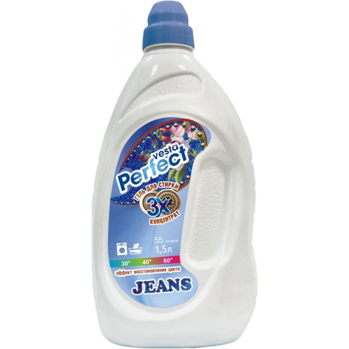 Гель для стирки Vesta perfect jeans, универсальный, концентрат, 1,5 л