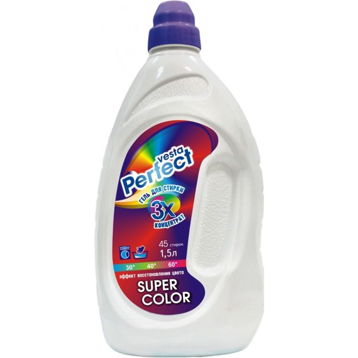 Гель для стирки Vesta perfect super color, универсальный, концентрат, 1,5 л