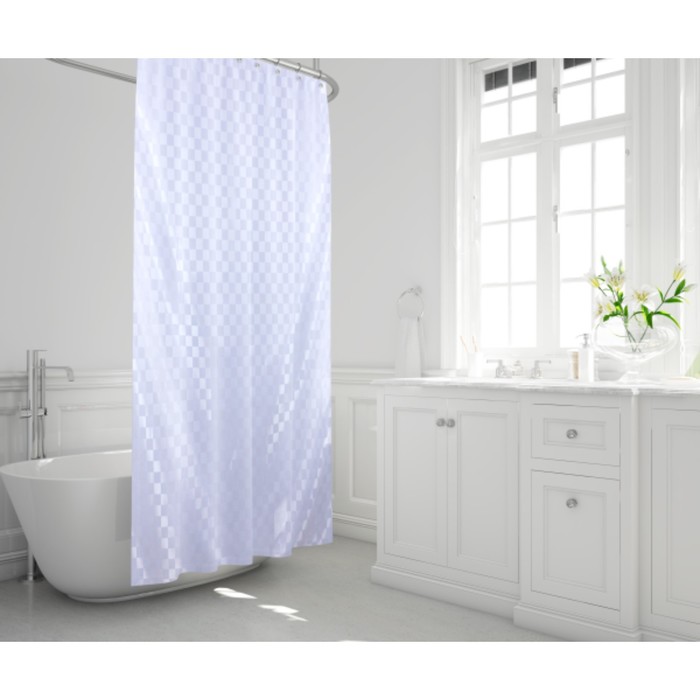 Штора для ванной Quadretto, 240 х 200 см, цвет белый штора для ванной bacchetta fragmmento 240 х 200 см цвет бежевый