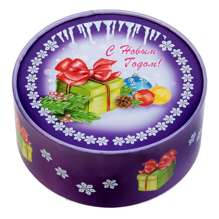 Коробка круглая "С Новым годом" 15 х 15 х 7 см
