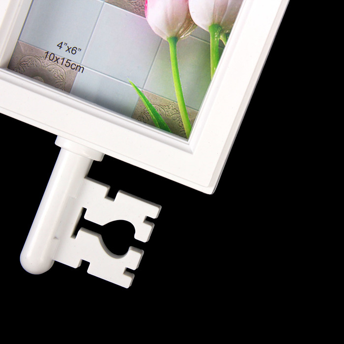 Фоторамка пластик на 6 фото 10х15 см "Ключ и замочная скважина" белая 29,5х59,5 см
