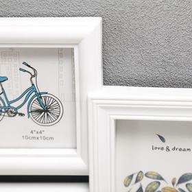 

Фоторамка пластик на 7 фото 10х10, 10х15, 15х20 см "Мода" белая 32,5х62,5 см