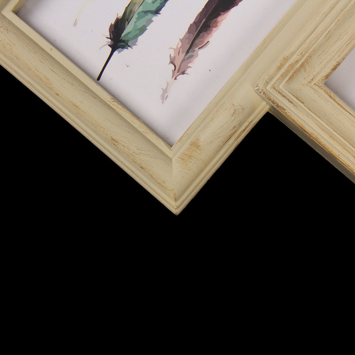 Фоторамка пластик на 7 фото 10х10, 10х15, 15х20 см "Мода" бежевая 32,5х62,5 см