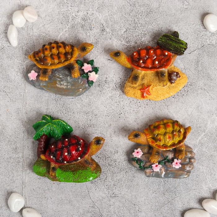 Магнит полистоун "Черепаха на пляже" МИКС 6х7,5 см