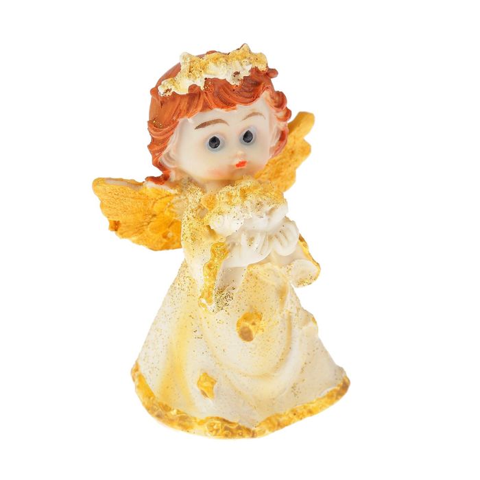 Сувенир полистоун "Ангелок в золотом платьице и в веночке" МИКС 9х5,7х5 см