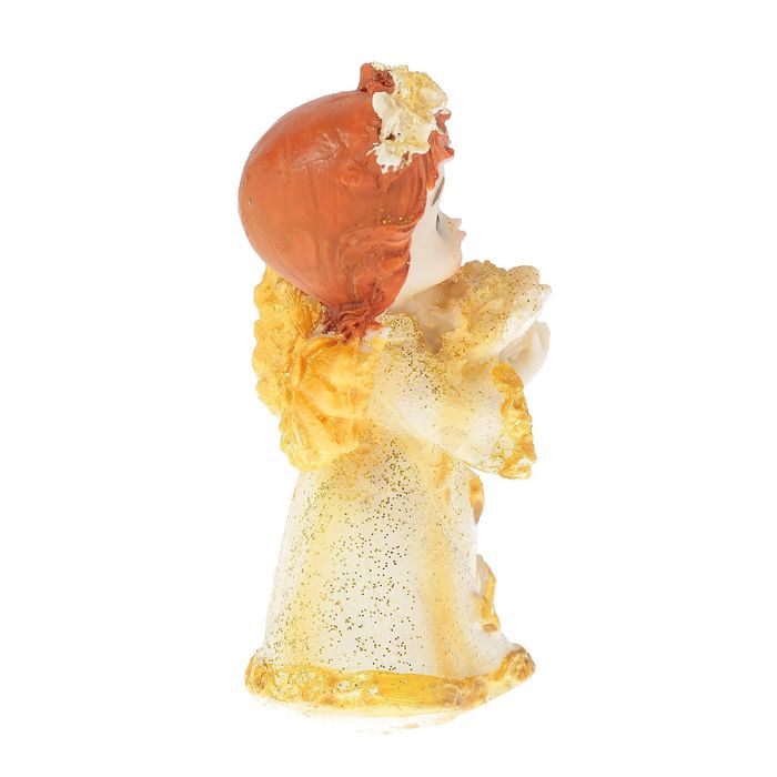 Сувенир полистоун "Ангелок в золотом платьице и в веночке" МИКС 9х5,7х5 см