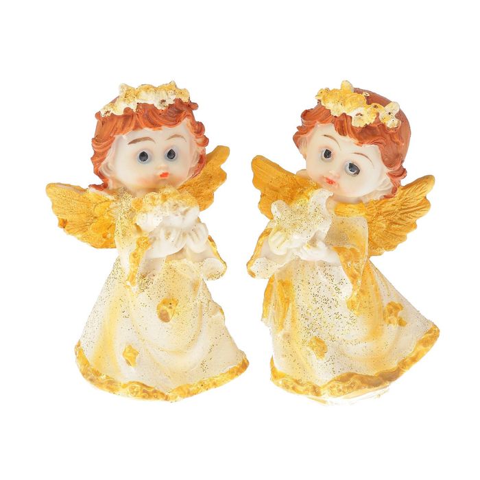 Сувенир полистоун "Ангелок в золотом платьице и в веночке" МИКС 9х5,7х5 см