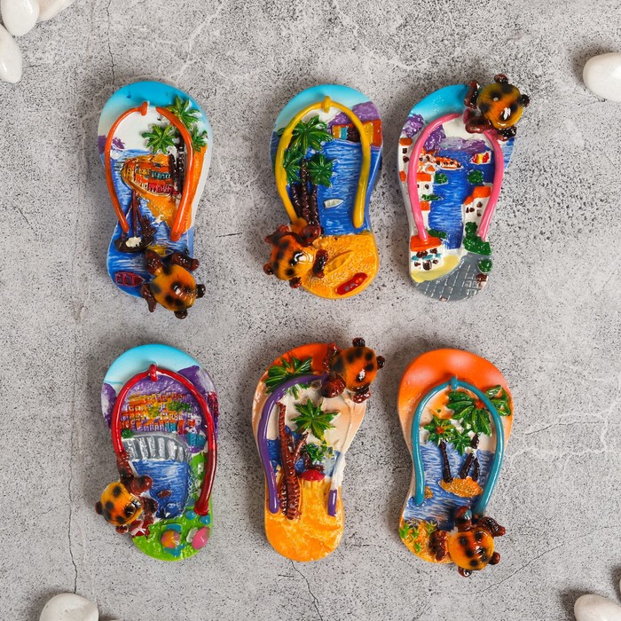 Магнит полистоун "Черепашка на сланце" МИКС 7х3,5 см