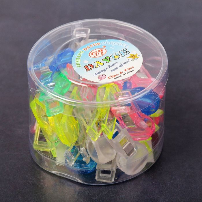 Зажим пластик (30 шт/упак) цветной прозрачный МИКС 3х1,5 см