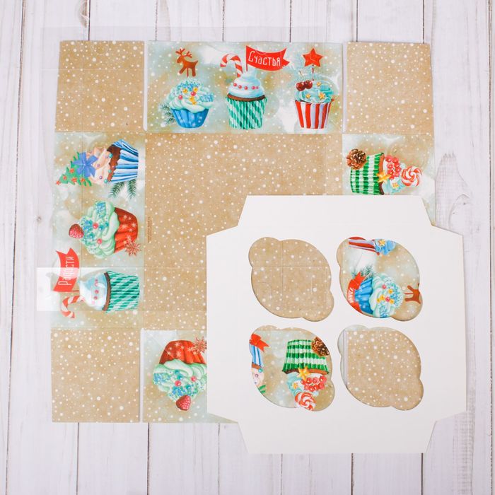 Коробка для капкейка «Радости», 16 х 16 х 7,5 см