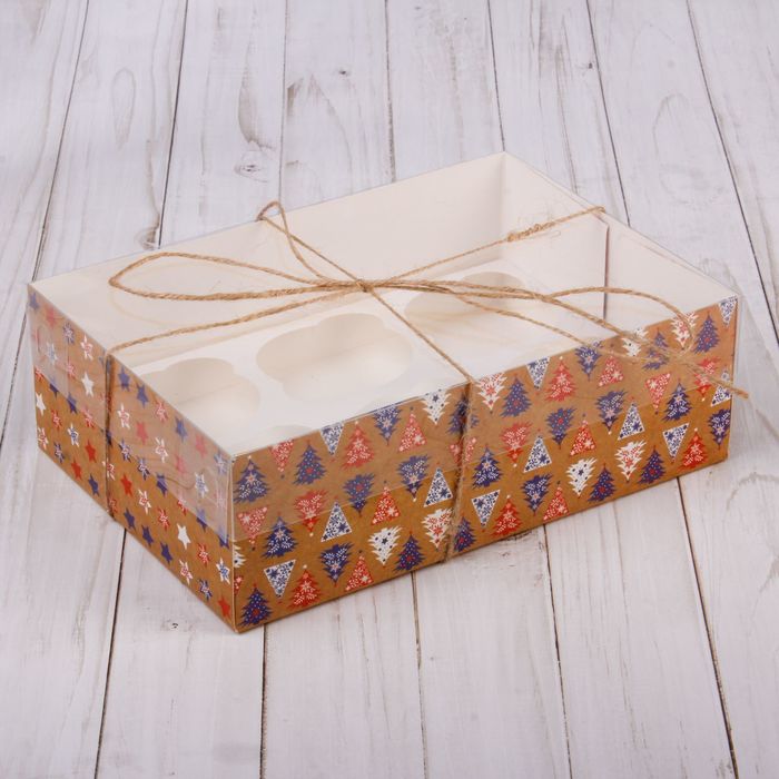 Коробка для капкейка с PVC крышкой «Вкуснятина», 16 х 23 х 7,5 см