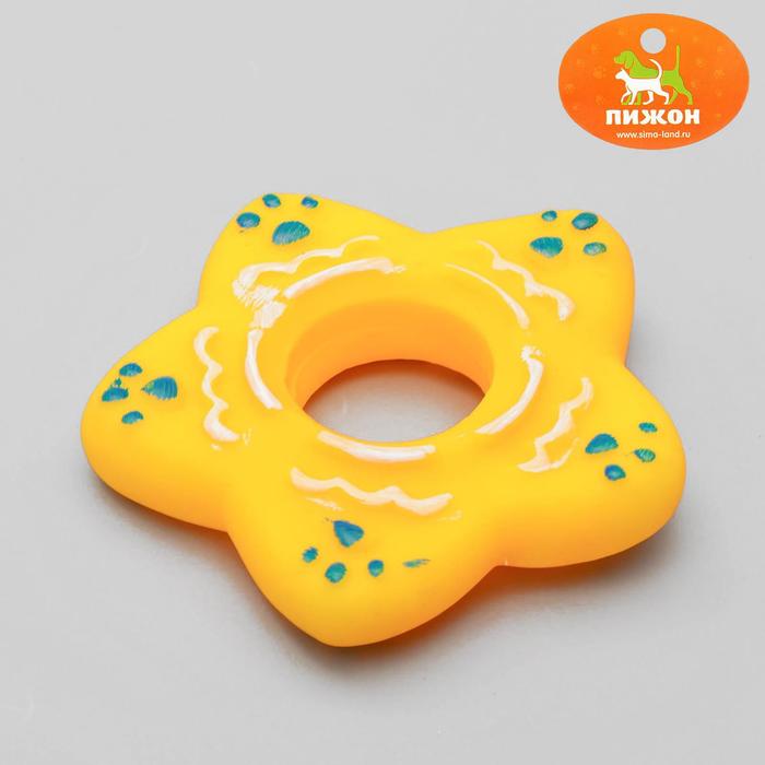 Игрушка пищащая "Звезда со следами лапок", 9 см, микс цветов