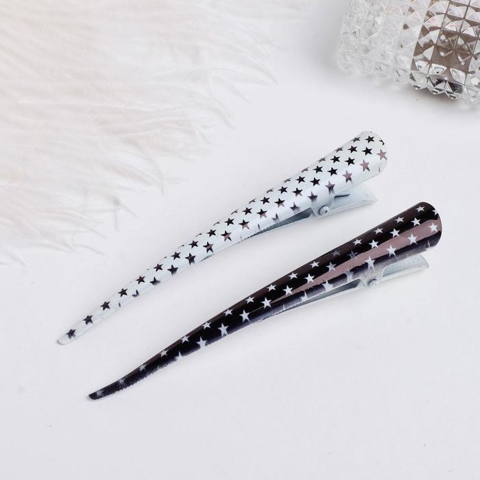 Зажим для волос "Рапсодия" 12,5 см черно белый лепестки, микс