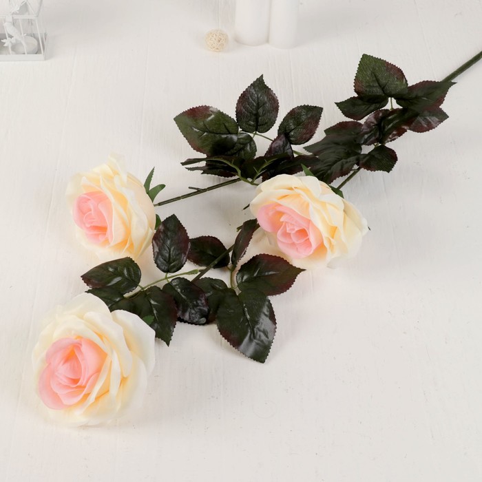 Цветы искусственные "Роза Бурито" 13*90 см, кремовая