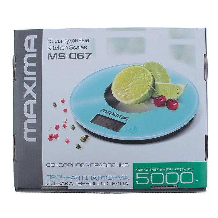 Весы кухонные MAXIMA MS-067, электронные, 5 кг, черный