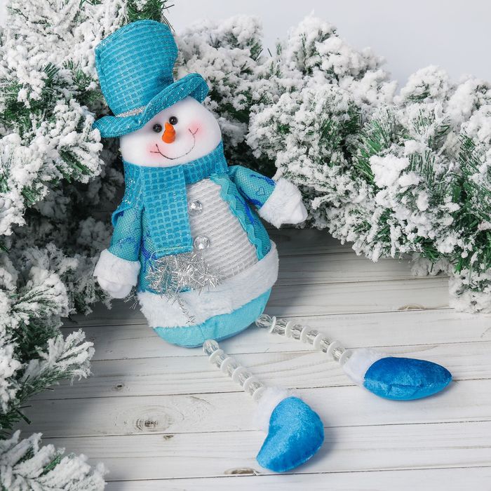 Мягкая игрушка "Снеговик" шубка с оленями 12*45 см