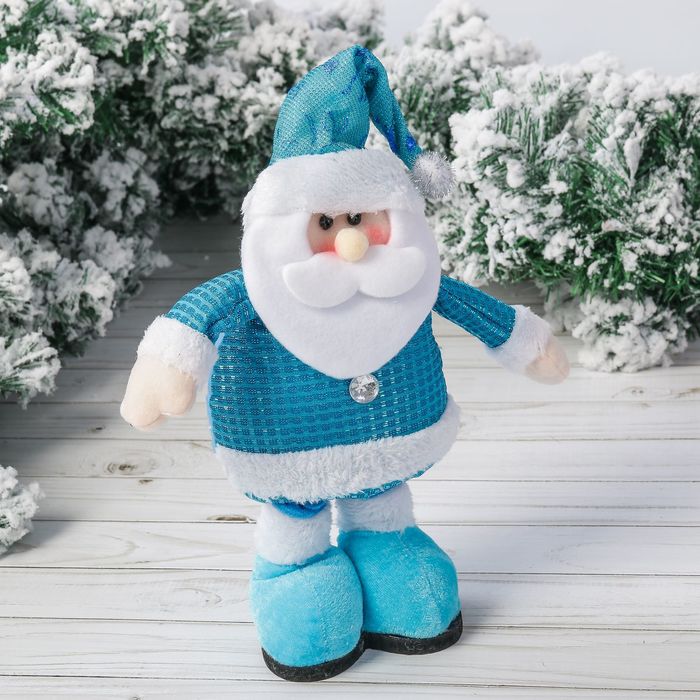 Мягкая игрушка "Дед Мороз" синяя шубка 13*40 см