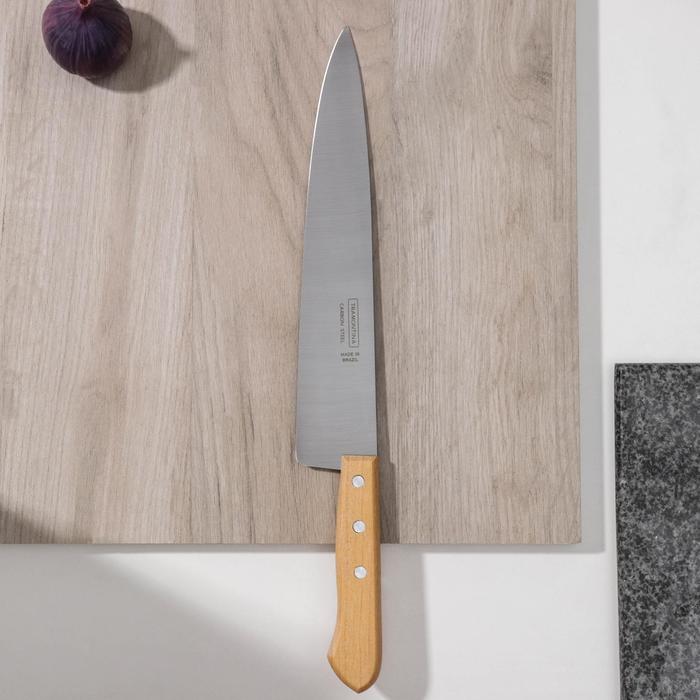 фото Нож кухонный carbon поварской, лезвие 25 см, с деревянной ручкой tramontina