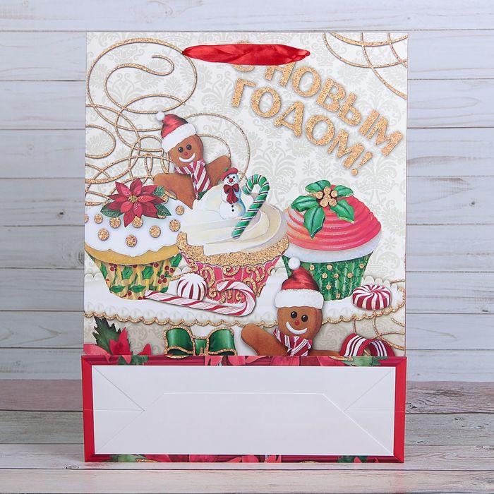 Пакет подарочный "Новогодние сладости", люкс, 18 х 8 х 24 см