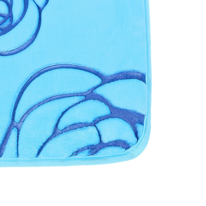 Набор ковриков для ванной и туалета "Цветок" 3 шт, 50х80, 43х37, 47х38 см, цвет синий