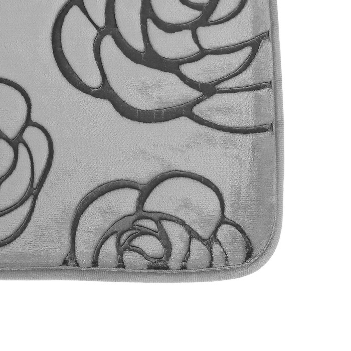 Набор ковриков для ванной и туалета 3 шт "Цветок", цвет серый