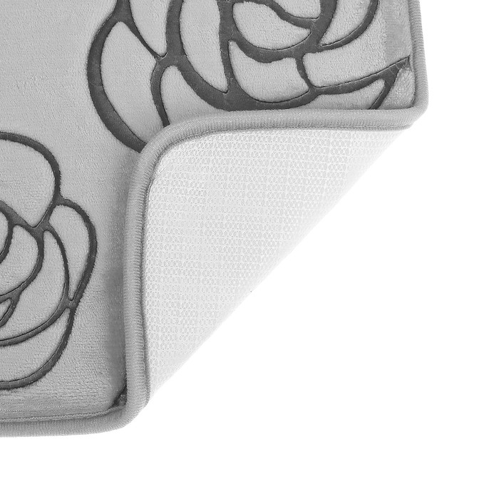 Набор ковриков для ванной и туалета 3 шт "Цветок", цвет серый