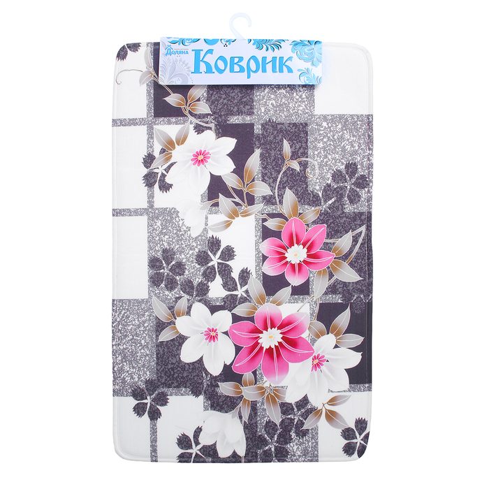 Коврик для ванной "Цветы на клетке"