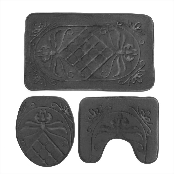 Набор ковриков для ванной и туалета "Узор", цвет серый