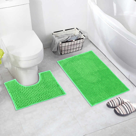 Набор ковриков для ванны и туалета Доляна «Букли», 2 шт: 40×50, 50×80 см цвет зелёный