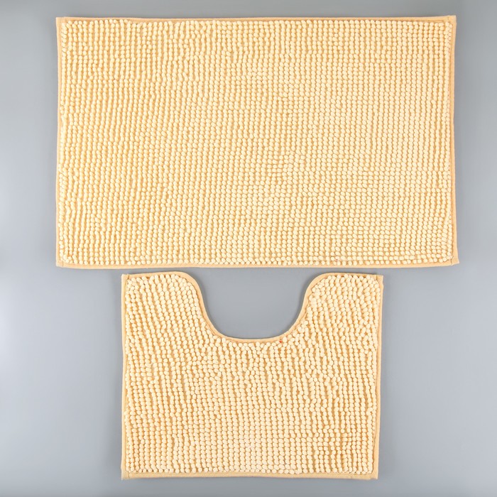 Набор ковриков для ванной и туалета "Букли" 2 шт, 80x50, 50x40 см, бежевый