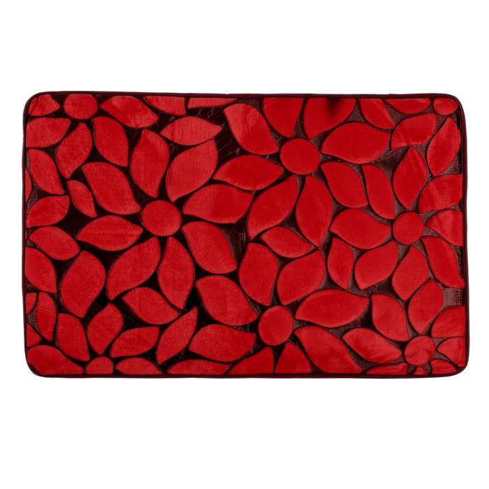 Набор ковриков для ванной и туалета 2 шт "Лепестки", цвет бордовый