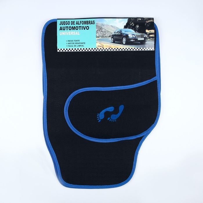 Ковры в салон текстильные, универсальные, "Следы", синий, набор 4 шт.