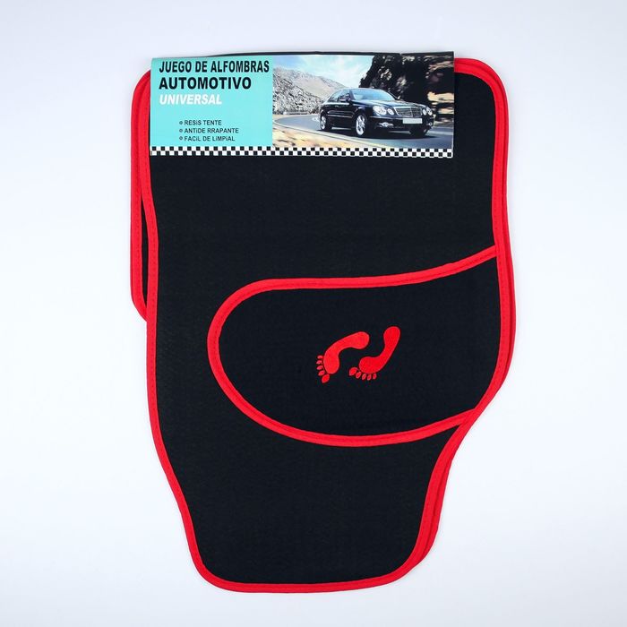 Ковры в салон текстильные, универсальные, "Следы", красный, набор 4 шт.