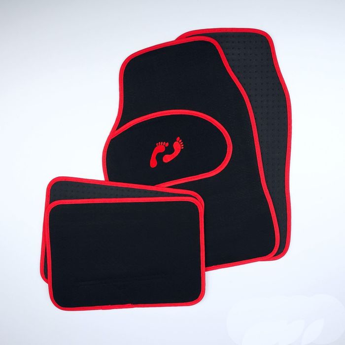 Ковры в салон текстильные, универсальные, "Следы", красный, набор 4 шт.