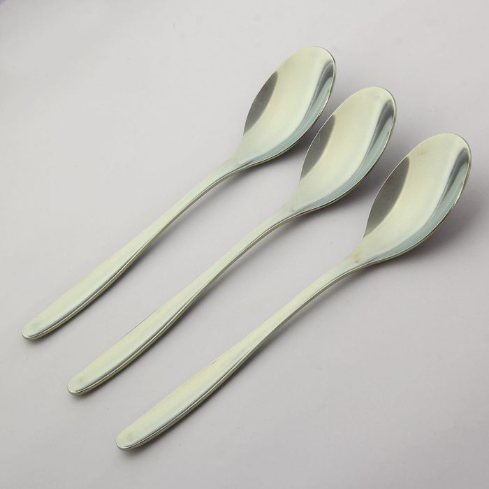 Набор ложек столовых 20 см "Финский дизайн", 3 шт, толщина 2 мм, анодированные, цвет желтый