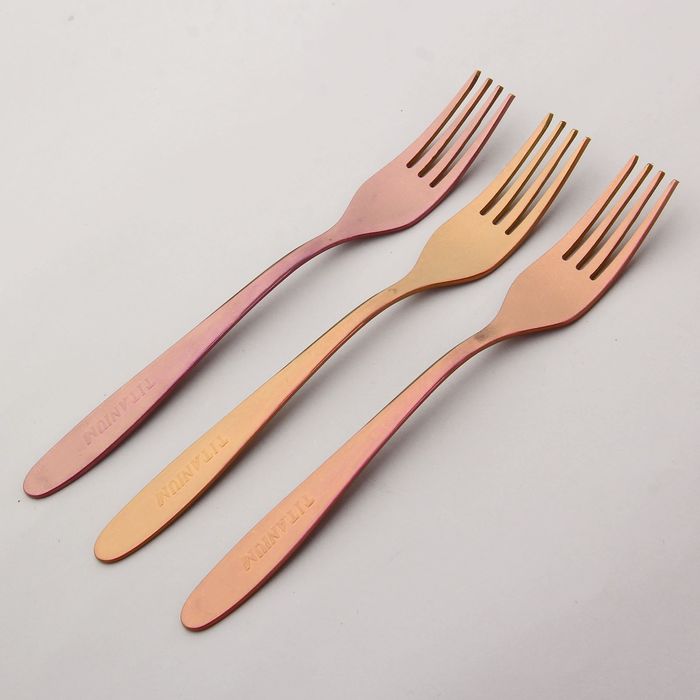 Набор вилок столовых 19 см "Классика", 3 шт, толщина 2 мм, анодированные, цвет оранжевый