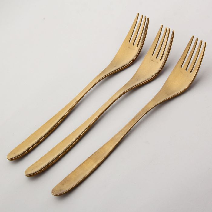 Набор вилок столовых 19 см "Финский дизайн", 3 шт, толщина 2 мм, анодированные, цвет золотой