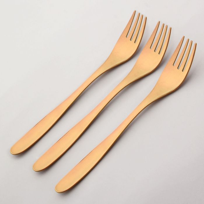 Набор вилок столовых 19 см "Финский дизайн", 3 шт, толщина 2 мм, анодированные, цвет оранжевый