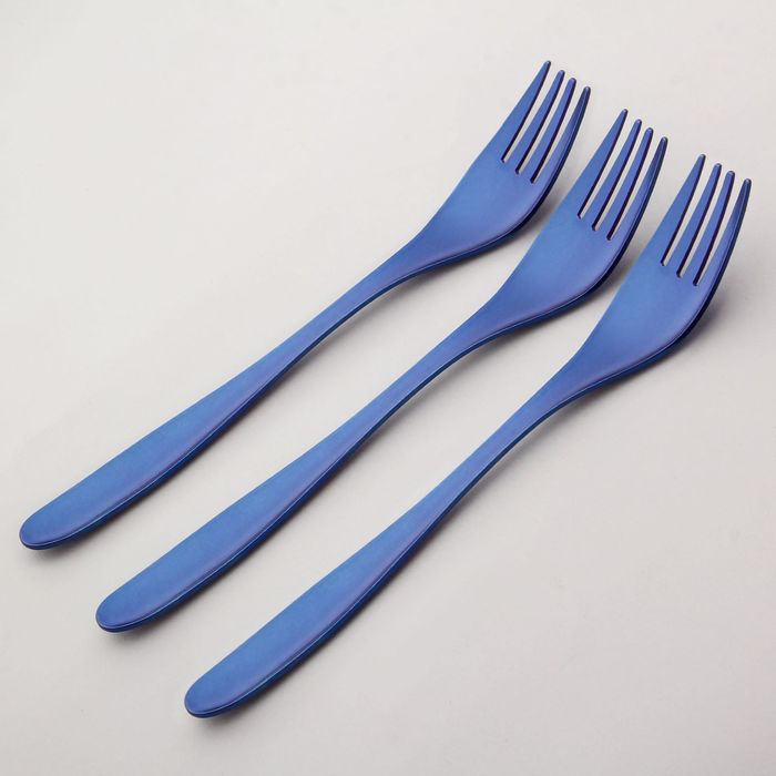 Набор вилок столовых 19 см "Финский дизайн", 3 шт, толщина 2 мм, анодированные, цвет синий