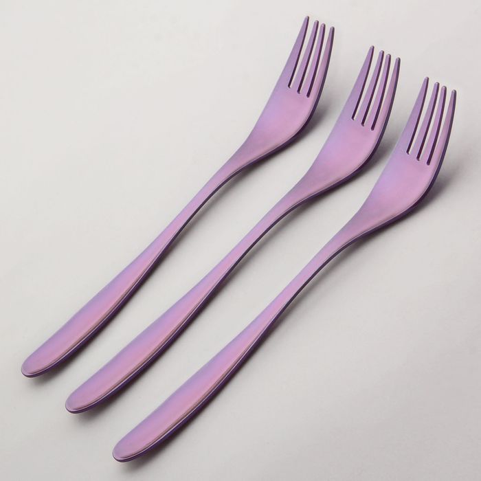 Набор вилок столовых 19 см "Финский дизайн", 3 шт, толщина 2 мм, анодированные, цвет сиреневый