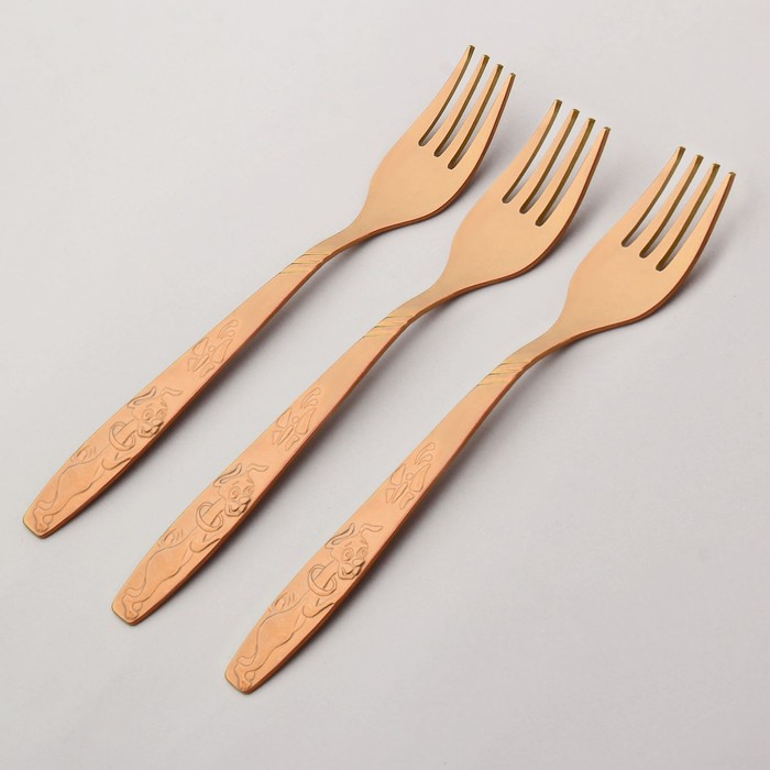 Набор вилок столовых 15 см "Шалун", 3 шт, анодированные, толщина 2 мм, цвет оранжевый