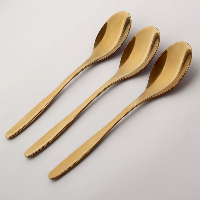 Набор ложек столовых 20 см "Финский дизайн", 3 шт, толщина 2 мм, анодированные, цвет золотой