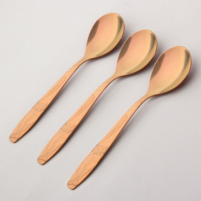 Набор ложек столовых 15 см "Шалун", 3 шт, анодированные, толщина 2 мм, цвет оранжевый