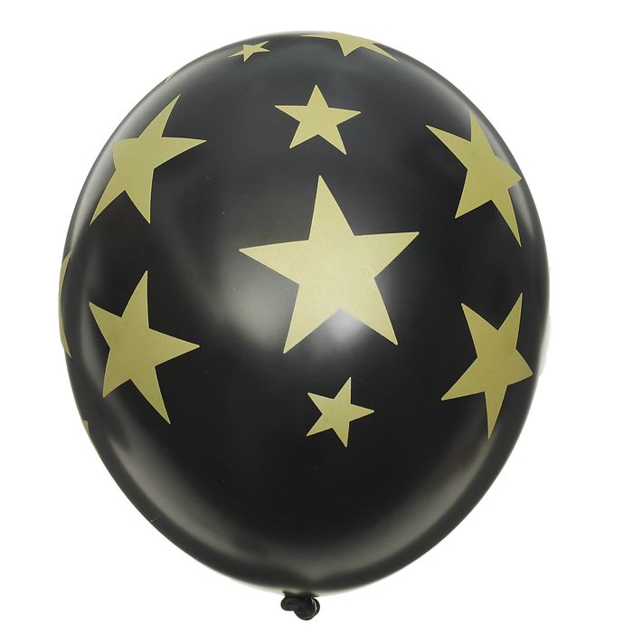 Шар латексный 14" "Золотые звёзды", кристалл, шелкография, набор 25 шт., цвет чёрный