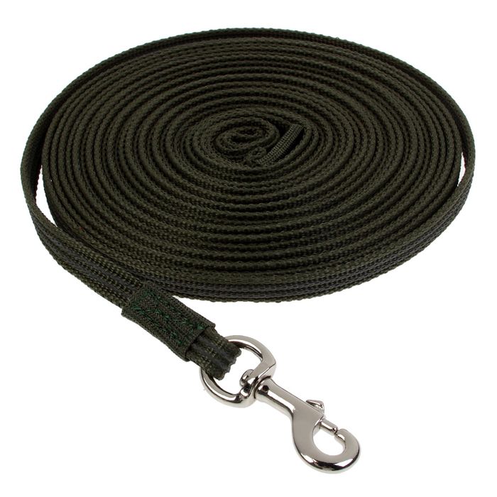 Поводок нейлоновый двухстороний, с латексной нитью,  10 м х 1,3 см, со стальным карабином