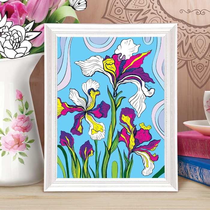 Роспись по номерам без подрамника "Ирисы", серия антистресс, 30 х 40 см